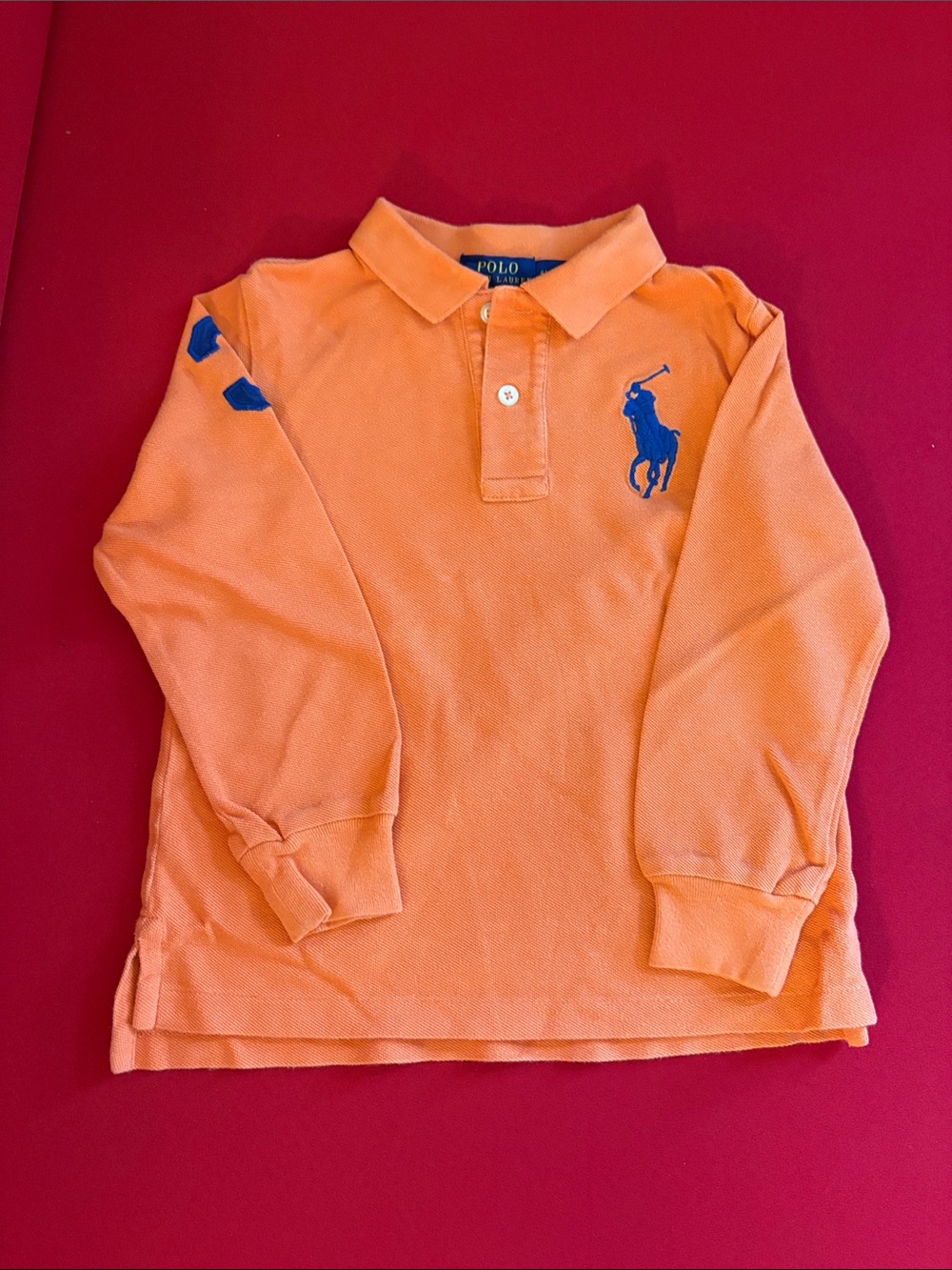 Polo by Ralph Lauren Orange Kids Long-Sleeve Polo with Blue Pony